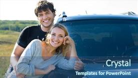  Presentation with couple nature retreat - Amazing theme having happy beautiful young couple standing backdrop and a ocean colored foreground