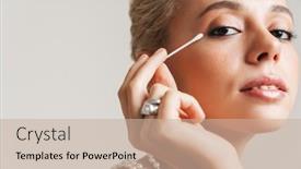  Presentation with cotton - Presentation having happy-beautiful-young-woman-cleaning background and a soft green colored foreground