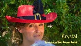  Presentation with advertising - Beautiful slides featuring happy-beautiful-young-woman backdrop and a tawny brown colored foreground