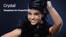  Presentation with party - Cool new presentation theme with happy-beauty-in-party-outfit backdrop and a wine colored foreground