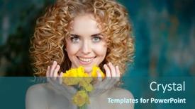  Presentation with happy birthday - PPT layouts enhanced with happy-beauty-woman-with-yellow background and a ocean colored foreground