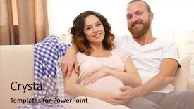  Presentation with happy birthday baby - Slide set with happy beloved couple in waiting background and a  colored foreground