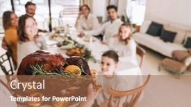  Presentation with christmas dinner - Cool new slides with happy-big-family-celebrating-christmas backdrop and a red colored foreground
