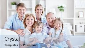  Presentation with home black family - Presentation enhanced with happy big family home background and a light blue colored foreground