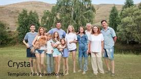  Presentation with outdoors - Slide deck having happy big family outdoors background and a coral colored foreground