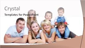  Presentation with happy korean kids - Slide set enhanced with happy big family parents with kids background and a white colored foreground