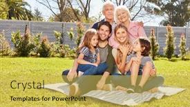  Presentation with generations - PPT layouts featuring happy-big-family-with-three background and a yellow colored foreground