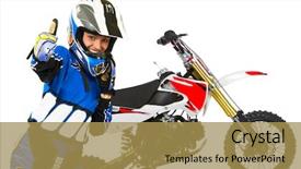  Presentation with bike - Cool new PPT theme with happy biker woman in motoracer backdrop and a gold colored foreground