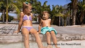  Presentation with sister - Theme featuring happy-biracial-brother-and-sister background and a coral colored foreground