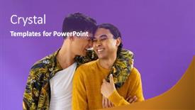  Presentation with lgbt - Theme featuring happy-biracial-couple-embracing background and a violet colored foreground