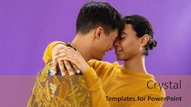  Presentation with lgbt - Theme with happy-biracial-couple-embracing background and a gold colored foreground