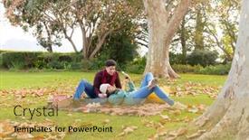  Presentation with happy life - Slide set having happy-biracial-couple-having-picnic background and a yellow colored foreground