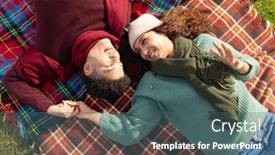  Presentation with happy life - PPT theme enhanced with happy-biracial-couple-lying background and a ocean colored foreground