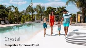  Presentation with holding hands family walking - Theme featuring happy-biracial-family-walking background and a sky blue colored foreground