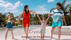  Presentation with holding hands family walking - Presentation design featuring happy-biracial-family-walking background and a coral colored foreground