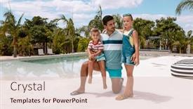  Presentation with family children - Slide deck featuring happy-biracial-father-and-children background and a lemonade colored foreground