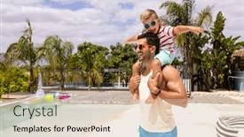  Presentation with cost poor quality - PPT layouts with happy-biracial-father-and-son background and a soft green colored foreground