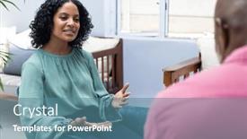  Presentation with african american patient - Presentation theme featuring happy-biracial-female-patient-attending background and a teal colored foreground