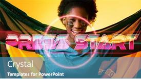  Presentation with face match - Presentation theme with happy-biracial-female-soccer-player background and a teal colored foreground