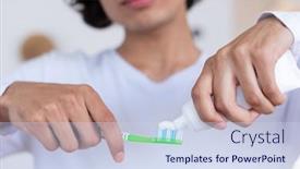  Presentation with quality life - Presentation design enhanced with happy-biracial-man-brushing-teeth background and a sky blue colored foreground