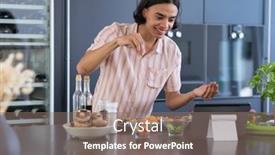  Presentation with quality life - Presentation theme consisting of happy-biracial-man-cooking background and a gray colored foreground