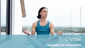  Presentation with quality life - Slide set with happy-biracial-man-doing-yoga background and a light blue colored foreground