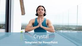  Presentation with quality life - Presentation theme enhanced with happy-biracial-man-doing-yoga background and a light blue colored foreground