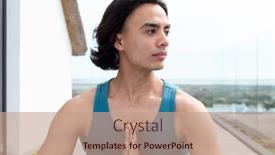  Presentation with quality life - Presentation having happy-biracial-man-doing-yoga background and a coral colored foreground