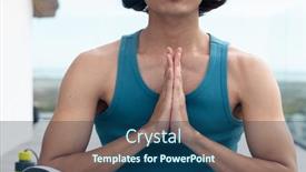  Presentation with quality life - PPT layouts having happy-biracial-man-doing-yoga background and a ocean colored foreground