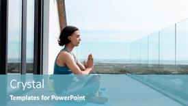  Presentation with quality life - PPT layouts featuring happy-biracial-man-doing-yoga background and a teal colored foreground