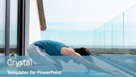  Presentation with quality life - Slides having happy-biracial-man-doing-yoga background and a teal colored foreground