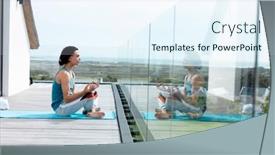  Presentation with quality life - Theme featuring happy-biracial-man-doing-yoga background and a sky blue colored foreground