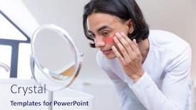  Presentation with skincare - Presentation theme consisting of happy-biracial-man-looking background and a sky blue colored foreground