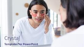  Presentation with skincare - Presentation theme having happy-biracial-man-looking background and a sky blue colored foreground