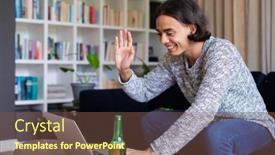  Presentation with quality life - Slide set enhanced with happy-biracial-man-sitting background and a tawny brown colored foreground