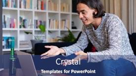  Presentation with quality life - Presentation theme having happy-biracial-man-sitting background and a ocean colored foreground