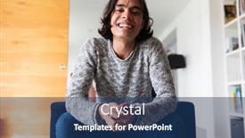  Presentation with quality life - Presentation theme having happy-biracial-man-sitting background and a ocean colored foreground