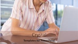  Presentation with quality life - Presentation with happy-biracial-man-using-laptop background and a coral colored foreground