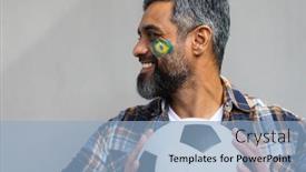  Presentation with football - Presentation design enhanced with happy-biracial-man-with-football background and a light blue colored foreground