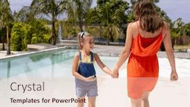  Presentation with holding hands family walking - Presentation featuring happy-biracial-mother-and-daughter background and a lemonade colored foreground