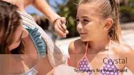  Presentation with sunscreen - PPT layouts featuring happy-biracial-mother-and-daughter background and a coral colored foreground