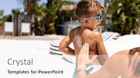  Presentation with space time - PPT theme featuring happy-biracial-mother-and-son background and a pink colored foreground