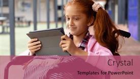  Presentation with elementary school technology - Presentation having happy-biracial-schoolgirl-in-wheelchair background and a  colored foreground