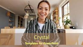  Presentation with quality life - PPT theme with happy-biracial-woman-having-video background and a coral colored foreground