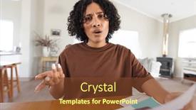  Presentation with remote working - Presentation theme having happy-biracial-woman-having-video background and a tawny brown colored foreground