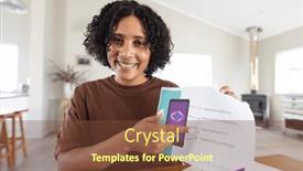  Presentation with remote working - PPT theme with happy-biracial-woman-having-video background and a tawny brown colored foreground