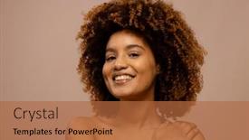  Presentation with dark skin - PPT theme consisting of happy-biracial-woman-with-dark background and a red colored foreground