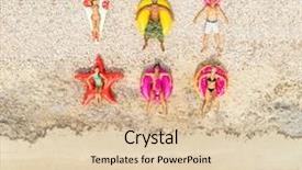  Presentation with flamingo - PPT theme having happy bird - aerial view of people lying background and a lemonade colored foreground