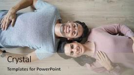  Presentation with couple nature retreat - PPT layouts featuring happy bird - smiling couple lying on hardwood background and a mint green colored foreground