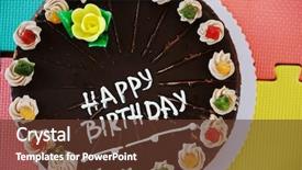  Presentation with birtday - Slide deck consisting of happy birtday - cake for children at birthday background and a tawny brown colored foreground